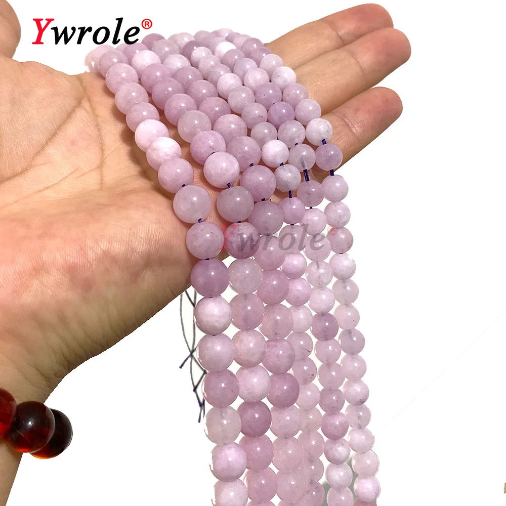 Hurtownia naturalny fioletowy chalcedon naśladuj Kunzite klejnot luźne okrągłe kamienne koraliki do tworzenia biżuterii DIY akcesoria do bransoletek