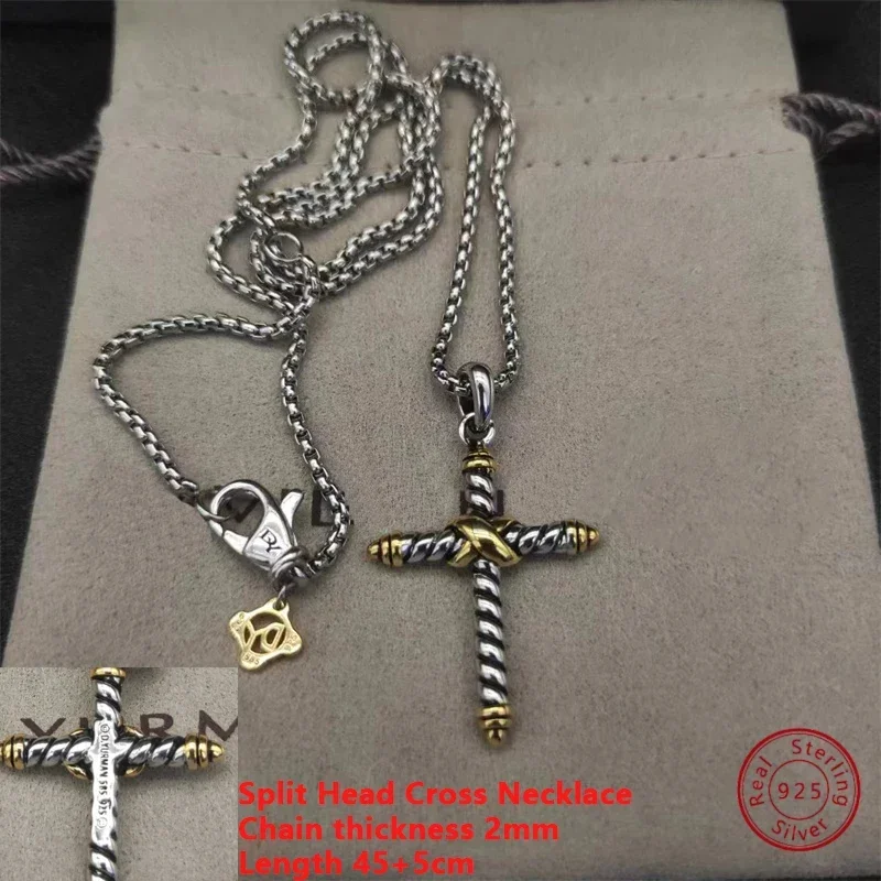 Chic and Timeless Devilish Charm: Classic Cross Elements in 2024 S925 Silver DY Necklace