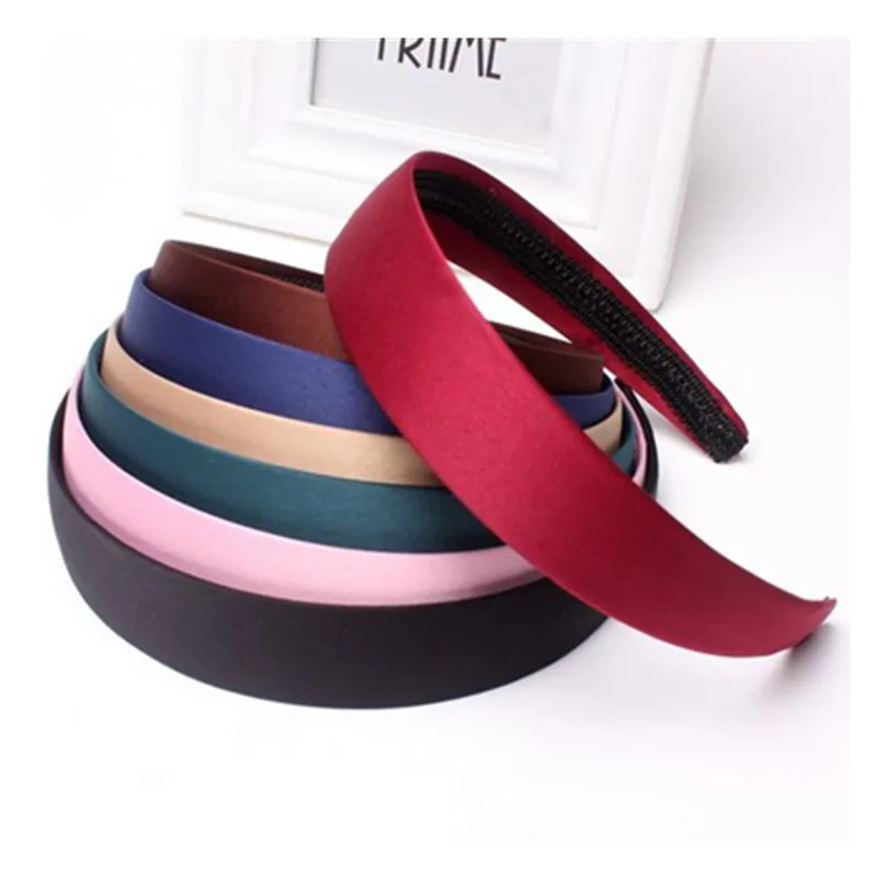 

20pcs/lot 5 colors Solid Satin Headband for Women Hair Accessories DIY Plain Head Band Washing Face Headwear Free Shipping