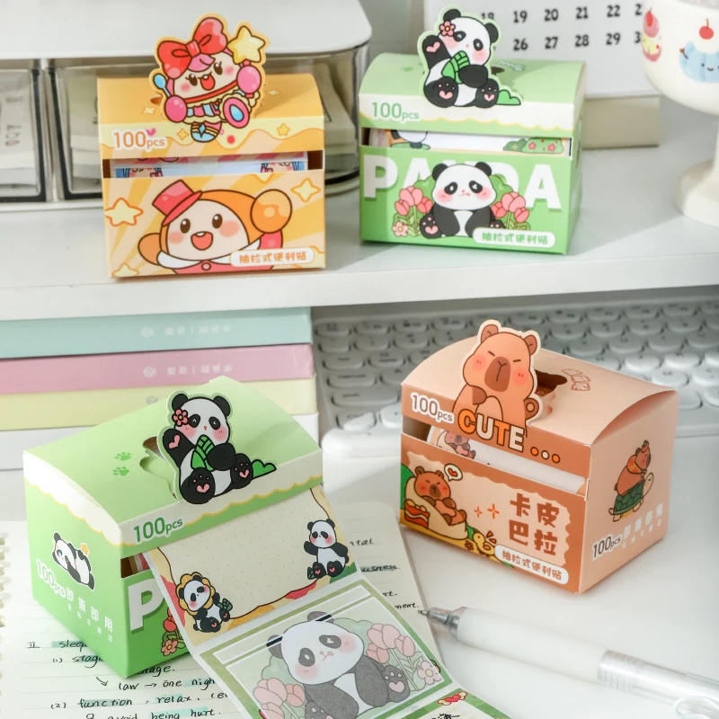 1Set/100pcs boxed sticky notes students with full adhesive index label stickers memo pad earable Note Strips for Correction