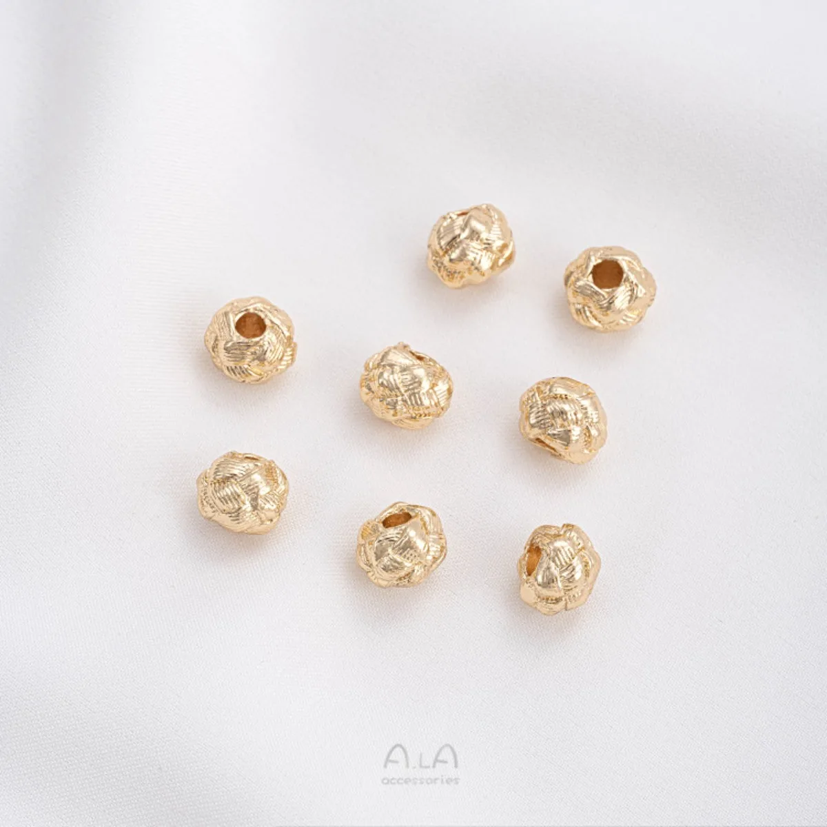 14K Gold Wool Ball Rose Wreath Bead Spacer Handmade Beaded DIY Bracelet Necklace Jewelry Accessories Material