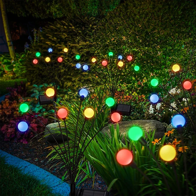 Solar Firefly Lights Outdoor 6/8/10 Led Solar Garden Lawn Lights Waterproof Swaying Light Para Pátio Pathway Decoração