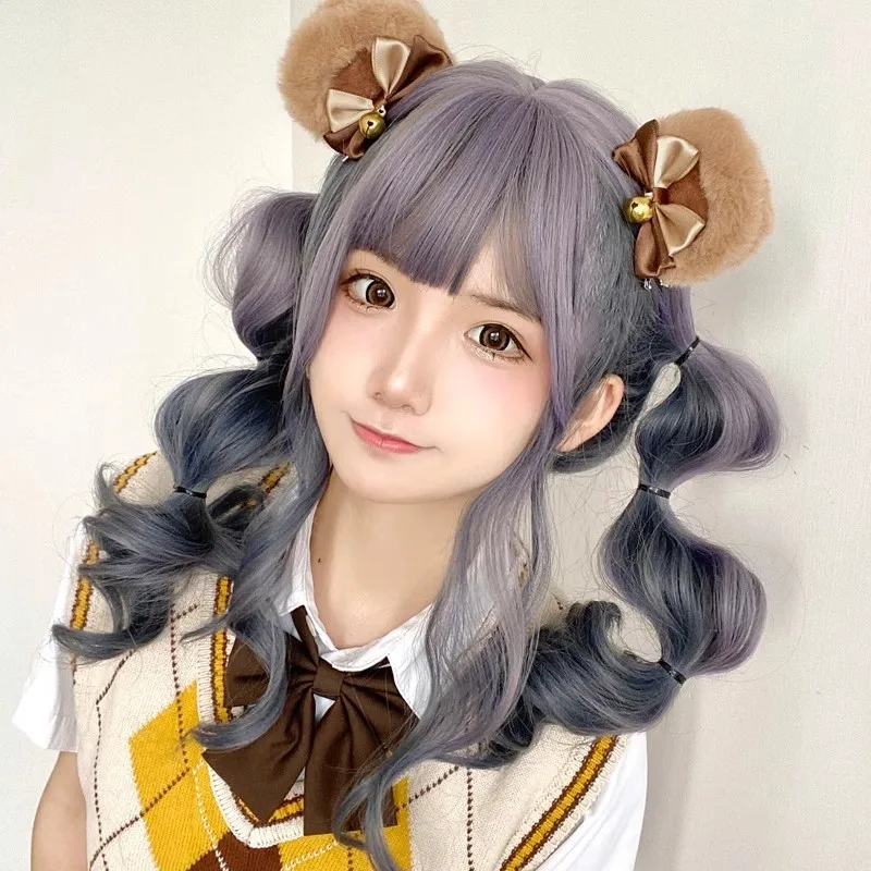 Tier Ohr Haarnadeln Mode Kreative Haar Zubehör Doppel Bowknot Glocke Bär Ohr Clips Lolita Kawaii Cosplay Haarspange Dekor – Detail 2
