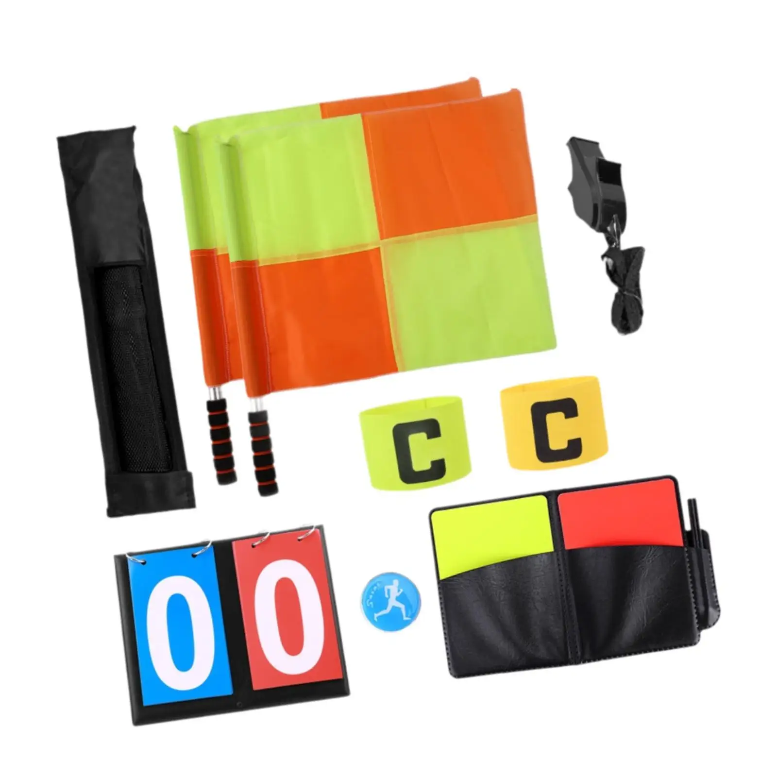 

Soccer Referee Kit Soccer Ref Flag Whistle Referee Flag Accessories for Games Competition Football Basketball Training