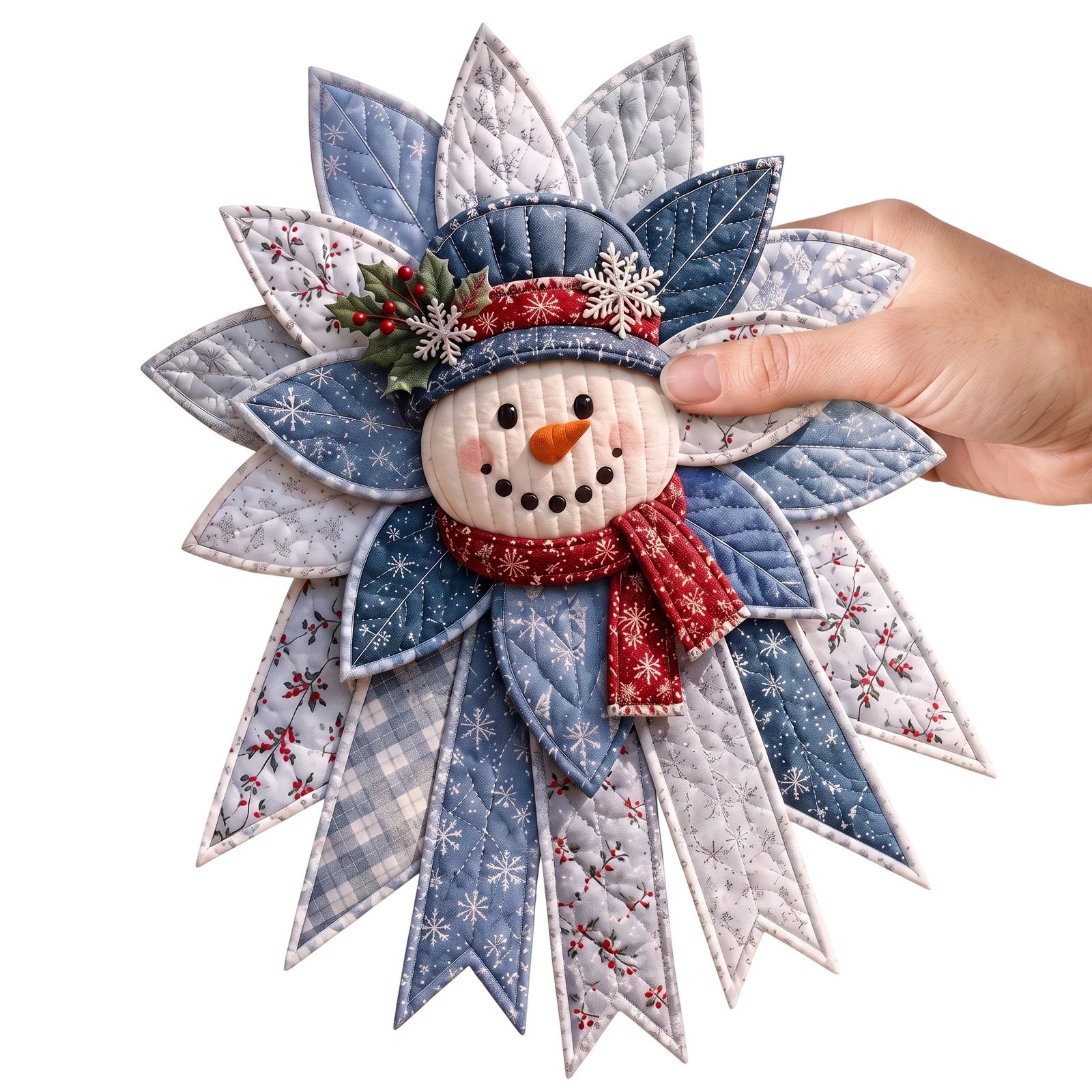 Christmas Craft Sewing Set Quilted Bow DIY Patchwork Kit Animal Design Holiday Wreath Farmhouse Door Hanging