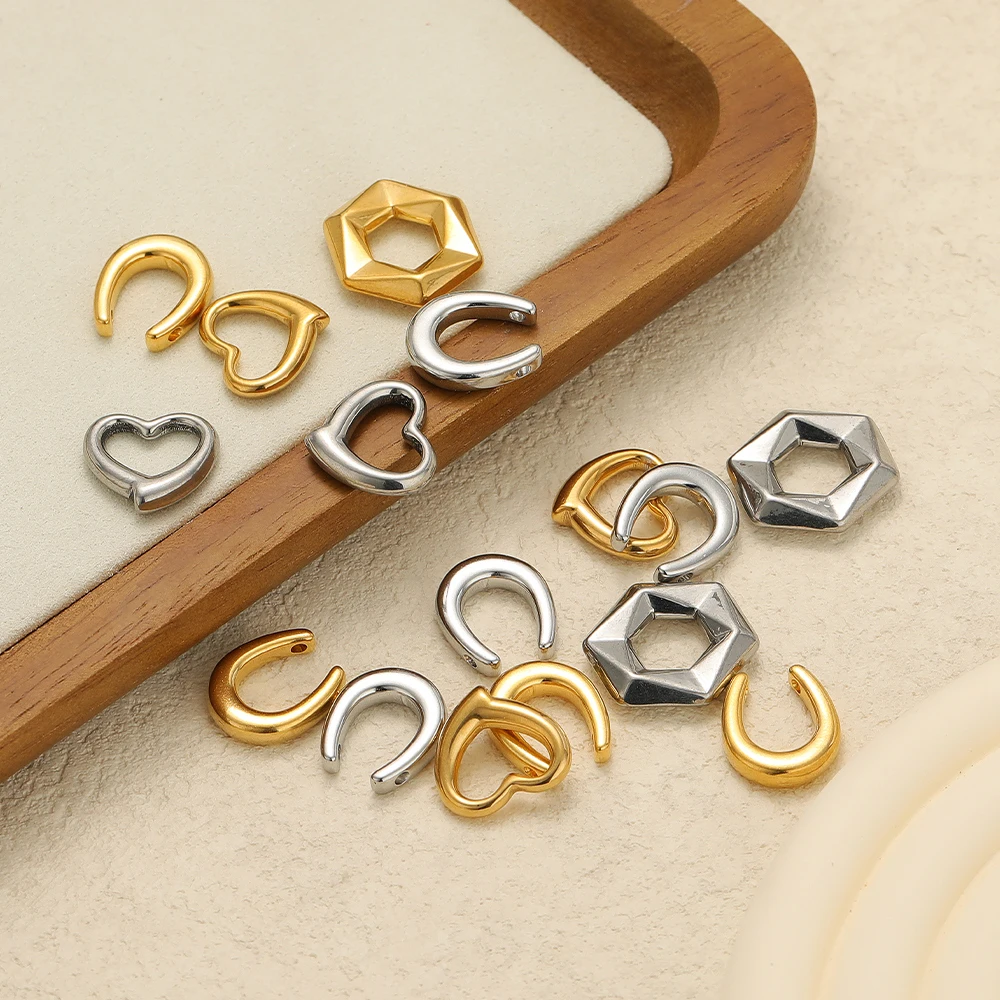 5 Stück hochwertige Edelstahl U-Form Charms Sechseck Anhänger für DIY Halskette Schmuck Erkenntnisse Ohrringe Armbänder Material