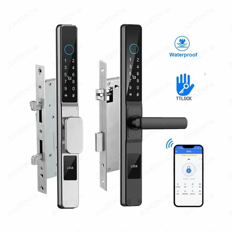 TTLock APP Waterproof Fingerprint Password Smart Lock For Outdoor Pull Push Sliding Aluminum Door 2885/ 3585/ 4585 /6085 Mortise