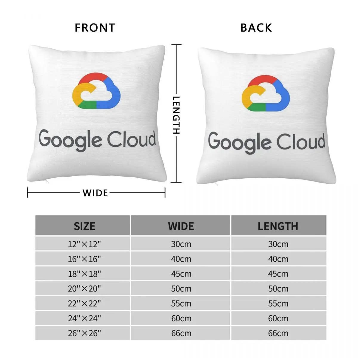 Google Cloud Platform GCP Square Pillowcase Polyester Linen Velvet Printed Zip Decorative Room Cushion Cover