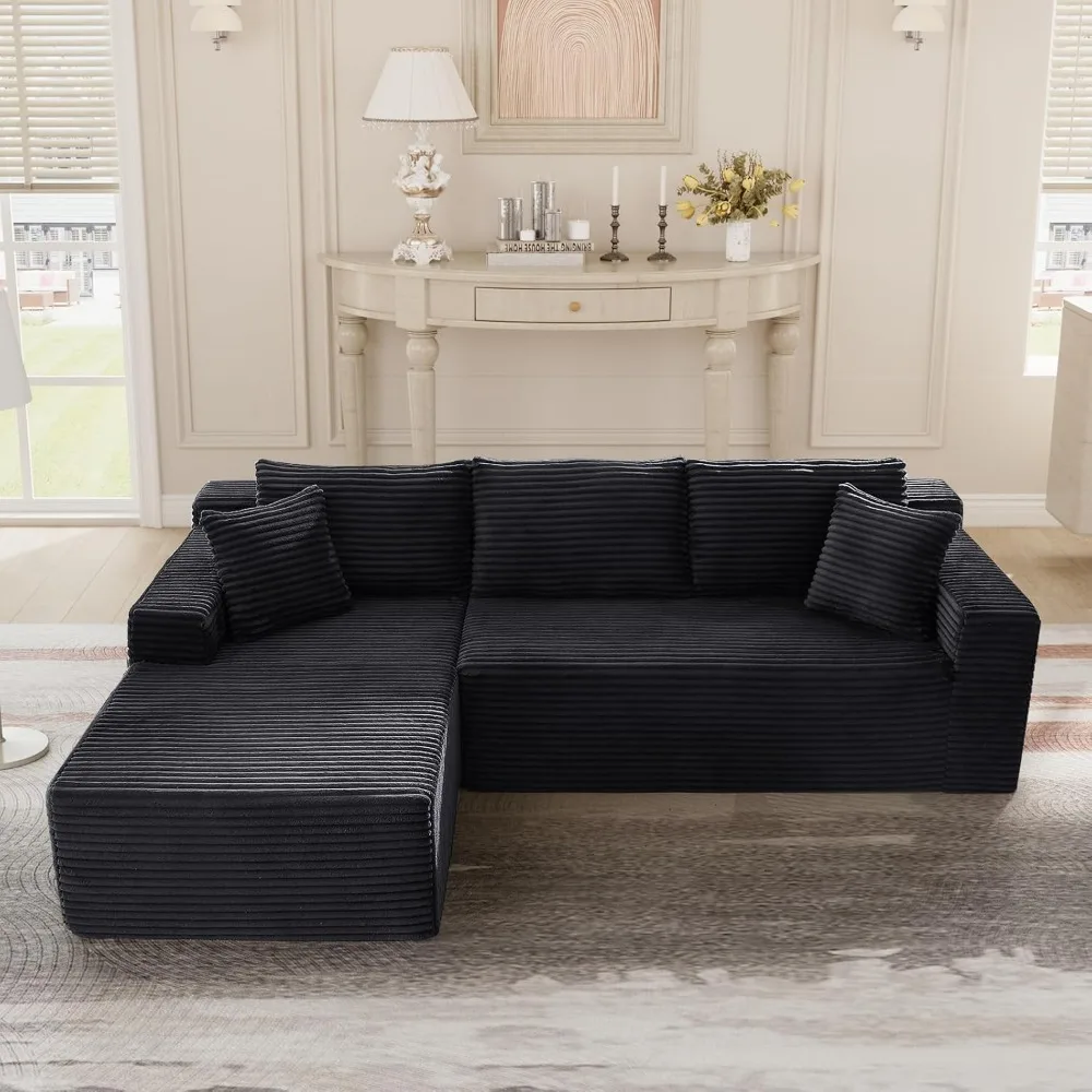 

104" Cloud Sectional Couch for Living Room, Boneless L-Shaped Modular Couch with Chaise Lounge, Oversized Plush Corduroy Uphols