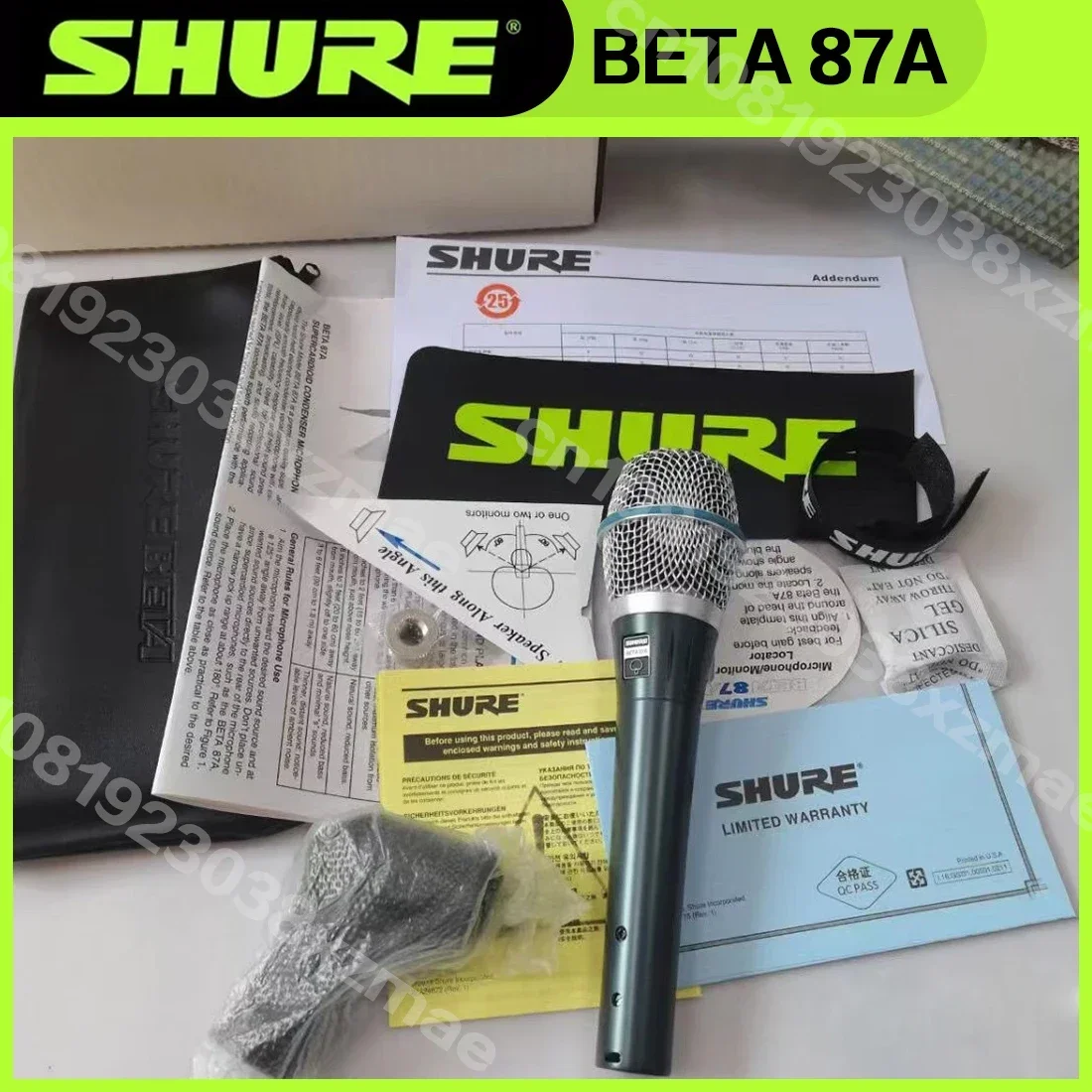 SHURE BETA 87A  High Quality Vocal Dynamic Super Cardioid Beta 87A Condenser Microphone Shure Wired Vocal Mic