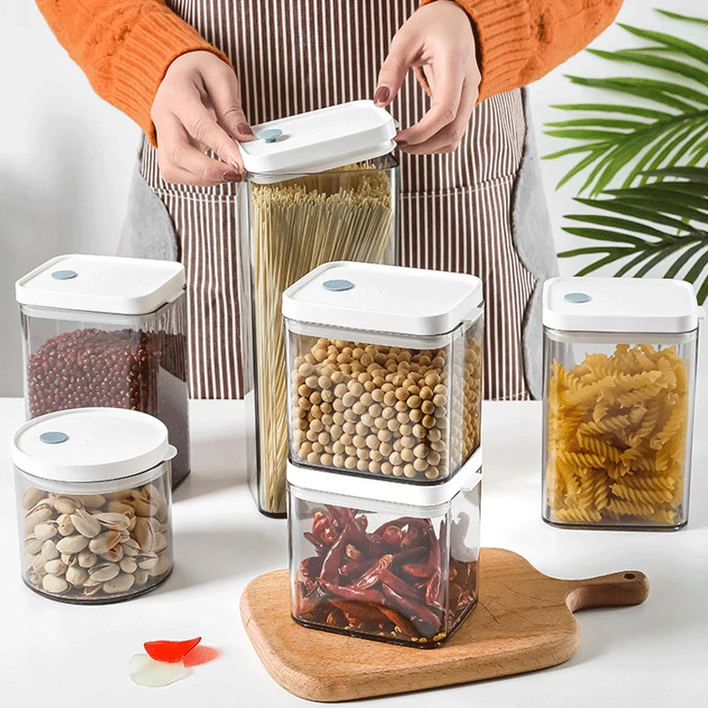 Plastic Storage Box,Food Storage Container,Kitchen Organizer for Grains Pasta Nuts Spices,Airtight Cereal Dispenser,Waterproof