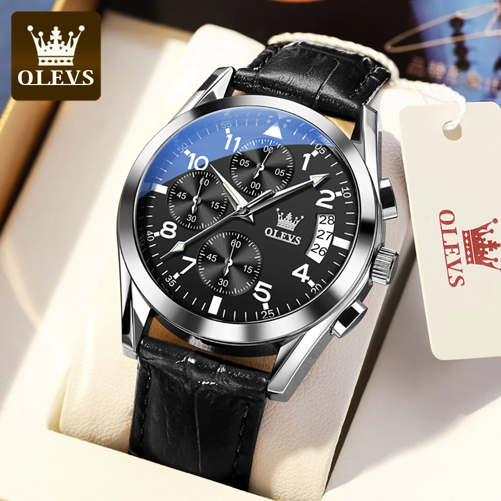 OLEVS 8697 Men's Multi functional Watch Steel Strap Nightlight Display Date Display 30 meter Water Resistance High Lux