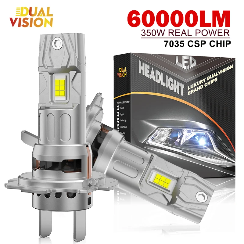 

350W Turbo H7 LED CANBUS Lights 60000LM H4 H11 H9 9005 9006 HB3 HB4 Mini Lamp 7035 CSP Wireless Car Headlight Bulbs with Fan