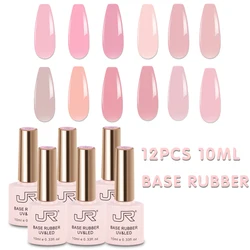 Jr 36 Colors 10ml 12pcs Rubber Bottom Paint No Need Color Gel With Transparent & Textured Finish