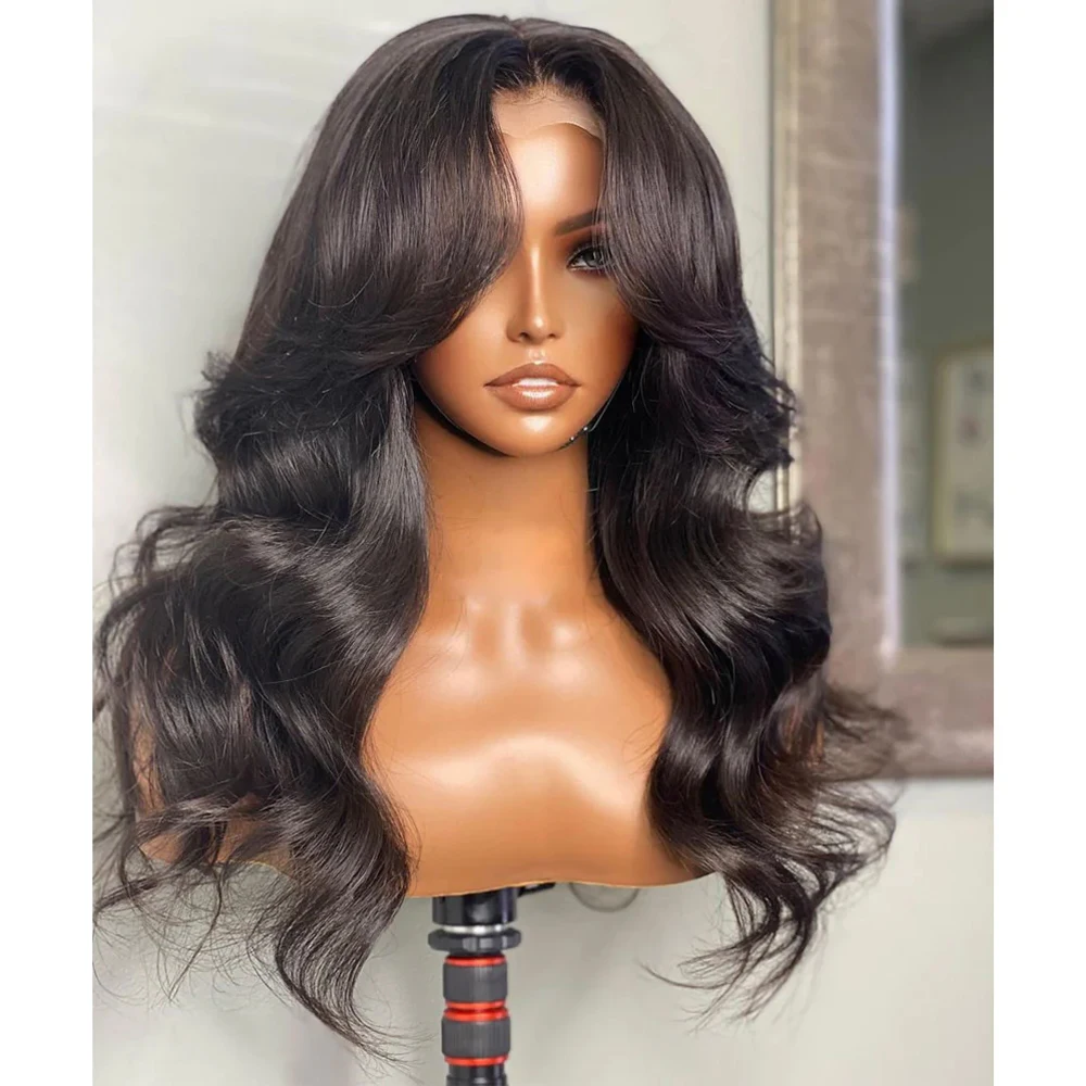 

Black Body Wave Synthetic Lace Wig Wavy With Baby Hair Wavy Wigs For Women Glueless Pre Plucked Hairline Wig Cosplay Party Wig