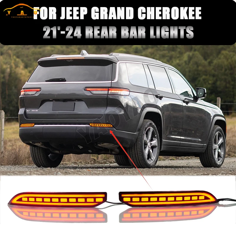 

2PCS Reflector Rear lamp For Jeep Grand Cherokee 2021 2022 2023 2024 Car LED Bumper Brake Light Turn Signal