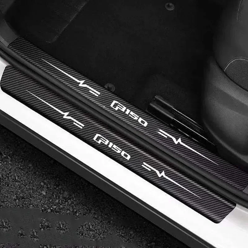 Car Door Sill Threshold Stickers Carbon Fiber Trunk Bumper Guards Decals for Ford F150 Logo Accessories