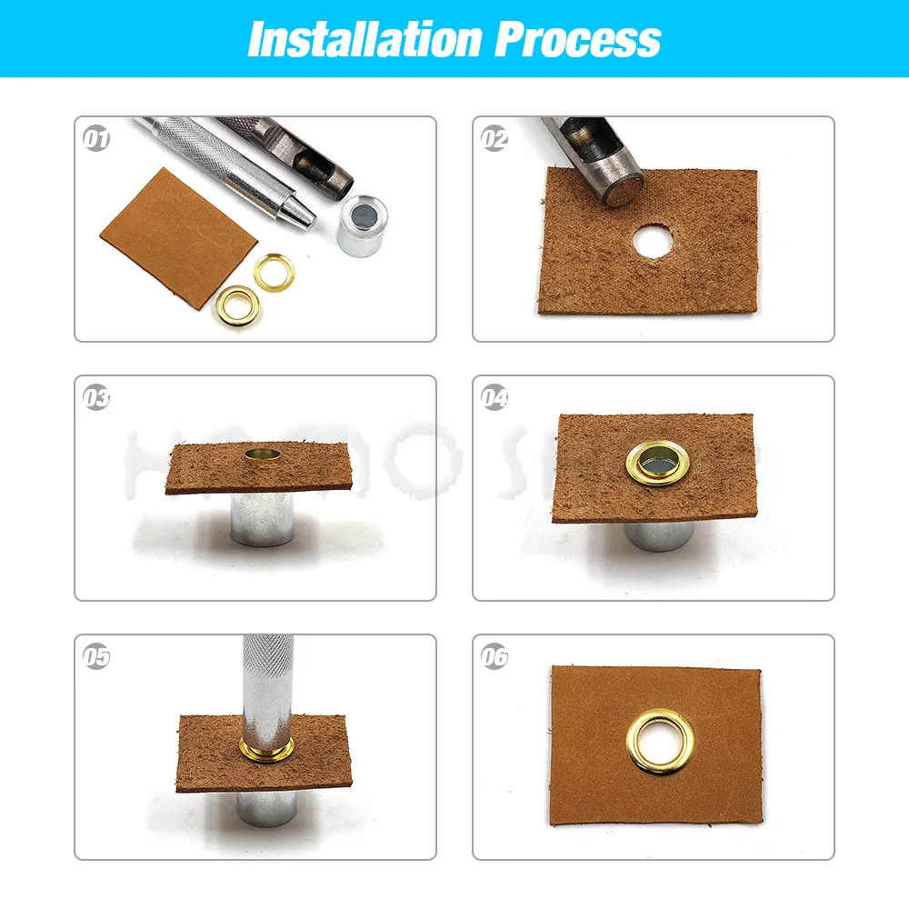 가죽 공예 수리용 신발 가방 의류 벨트 모자 액세서리, 100 세트 5mm 금속 구멍 그로멧 와셔 라운드 아이 링