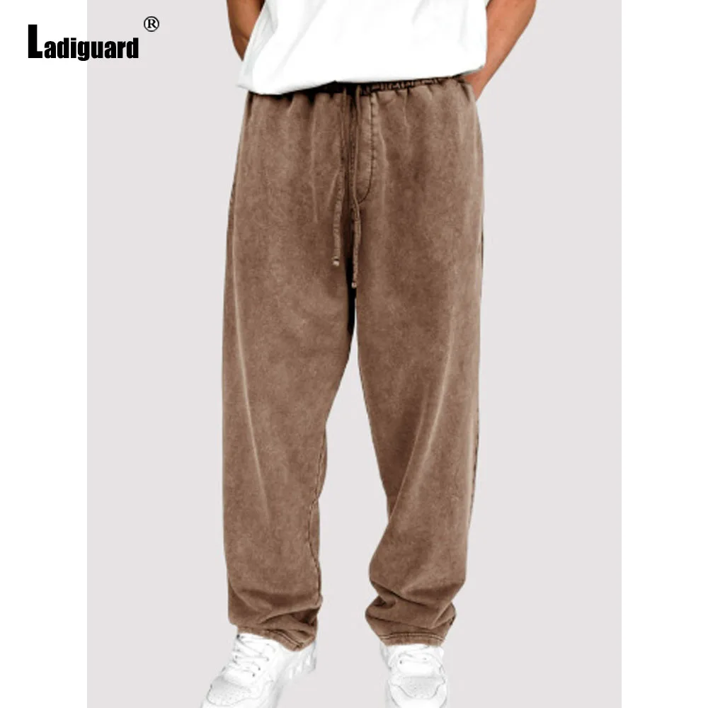 

Мужские повседневные прямые брюки с карманами на молнии, большие размеры, свободные, на шнурке, укороченные, цвет хаки, 2026