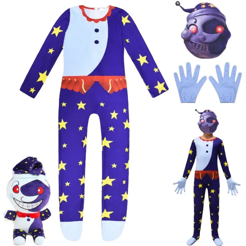 QQ 123New Sundrop And Moondrop Fnaf زي الاطفال أنيمي بذلة قناع هالوين يوم مفتوح لعبة عيد الميلاد حفلة عيد ميلاد تأثيري Co