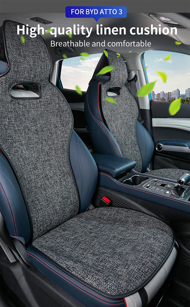 Für BYD Atto 3 Yuan Plus Tang Dolphin EV 2021 2022 2023 2024 2025 Leinenkissen Atmungsaktive Unterlage Autositzmatte Schützen Sie Zubehör – Detail 1