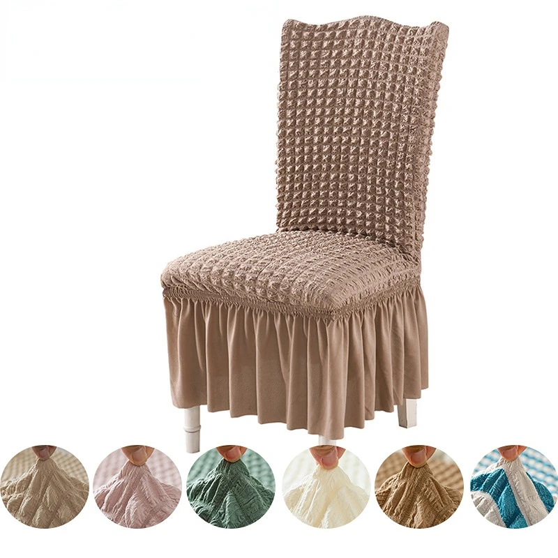 

Striped Chair Cover Elastic Seersucker Skirt Stretch Seat Cover for Wedding Home Hotel Banquet Restaurant Dustproof Chair Case