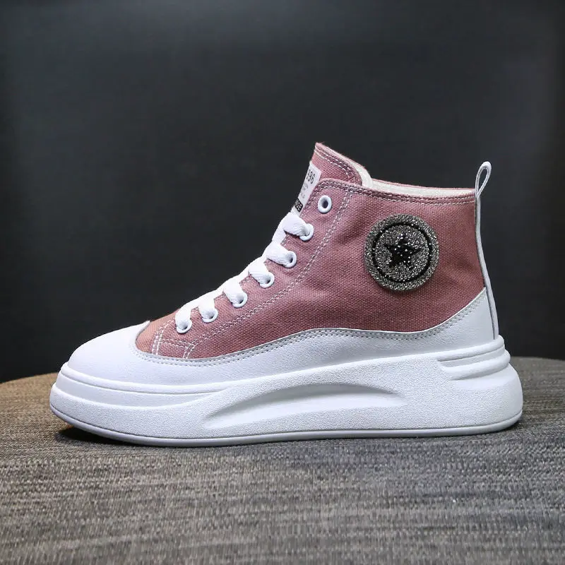 Calzature Scarpe corte nere da donna Piattaforma alta Stivaletti femminili rosa Sneakers robuste Stivaletti Sport Inverno 2024 Novità Pu