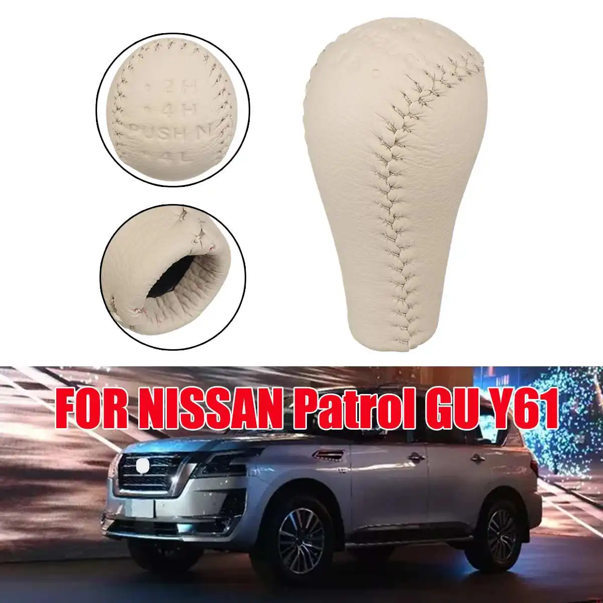 Car Gear Shift Knob 5 Speed Gaiter Shifter Knob / 2H 4H PUSH N Transfer Knob Leather Gear Lever Stick for NISSAN Patrol GU Y61