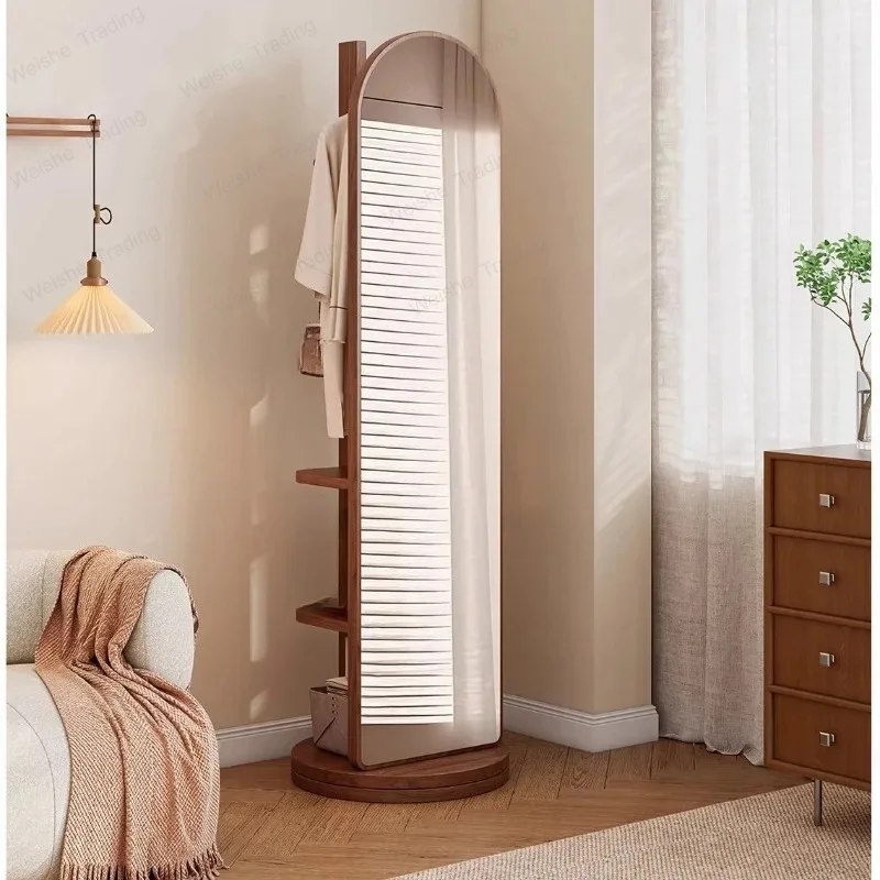 Trendy Furniture Standing Wardrobes Coat Racks Display Bag Hanger Mirror Floor Garment Coat Racks Bedroom Wooden