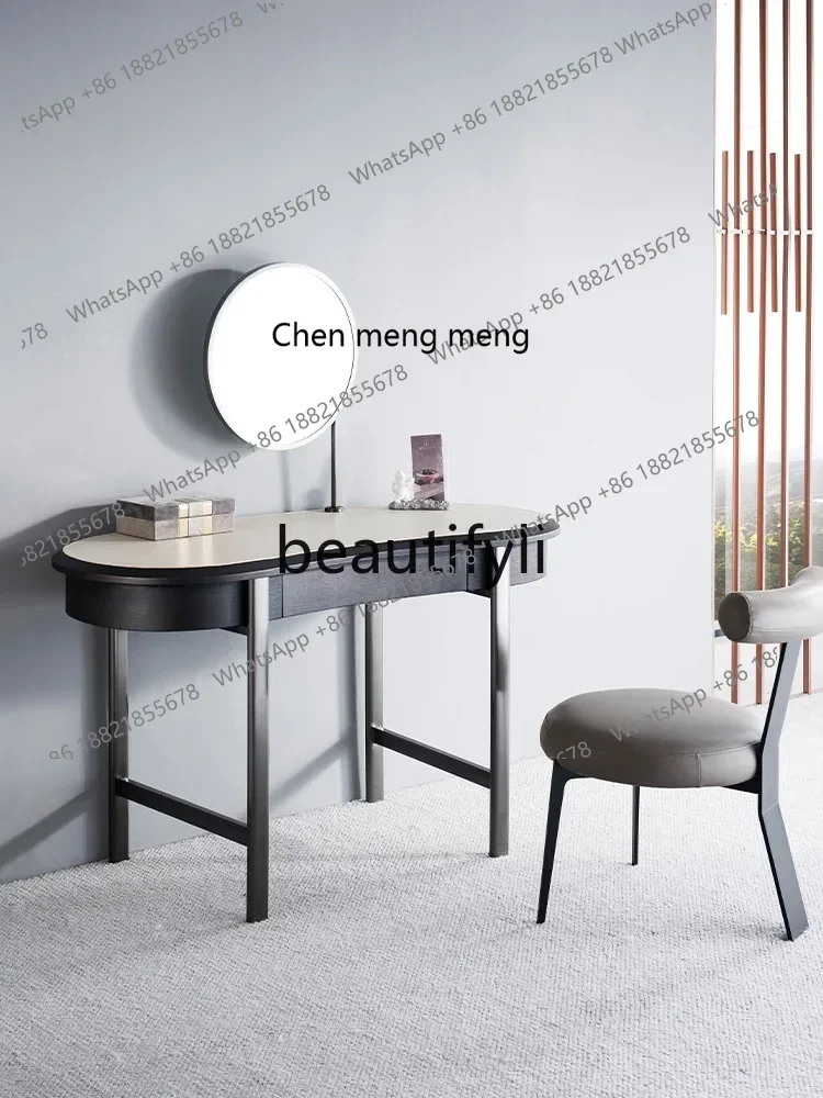 

X FH Italian Style Light Luxury Bedroom Dressing Table Modern Minimalist Solid Wood Makeup Table Set