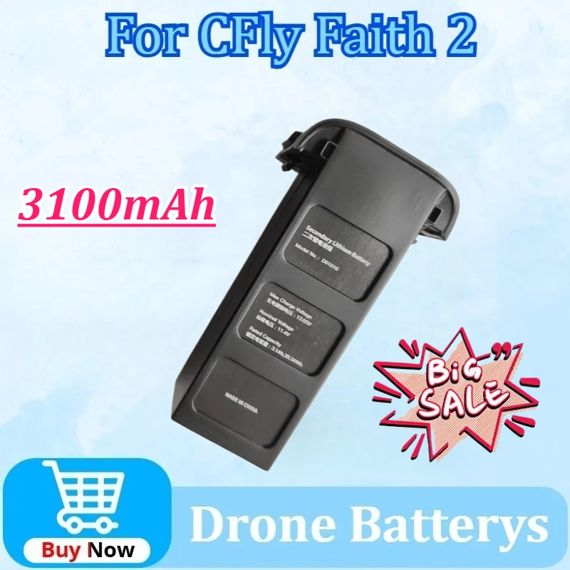 

New Upgraded 11.4V 3100mAh Drone Battery for CFly Faith 2 3-Axis Gimbal Professional 4K HD Camera GPS 5KM FPV RC Spare Parts