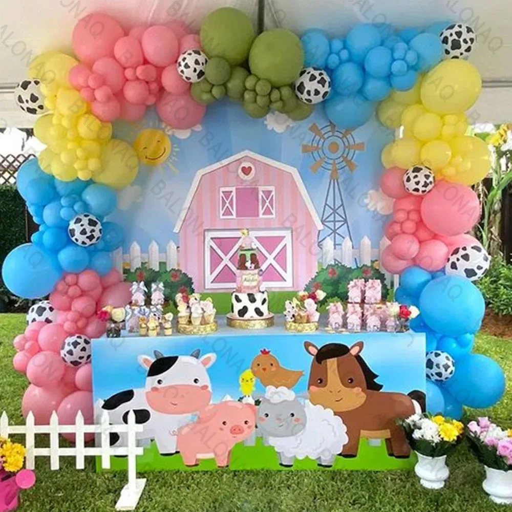 

132pcs Farm Animal Latex Balloons Cow Pig Horse Sheep Chick Balloon Birthday Party Decor Kids Birthday Gift Globos