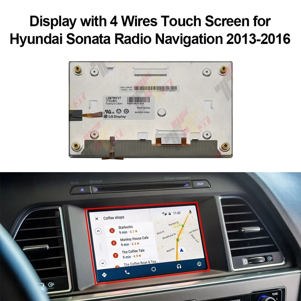 Display with 4 Wires Touch Screen for Hyundai Sonata Kia Sorento Ceed Navigation 2013-2016