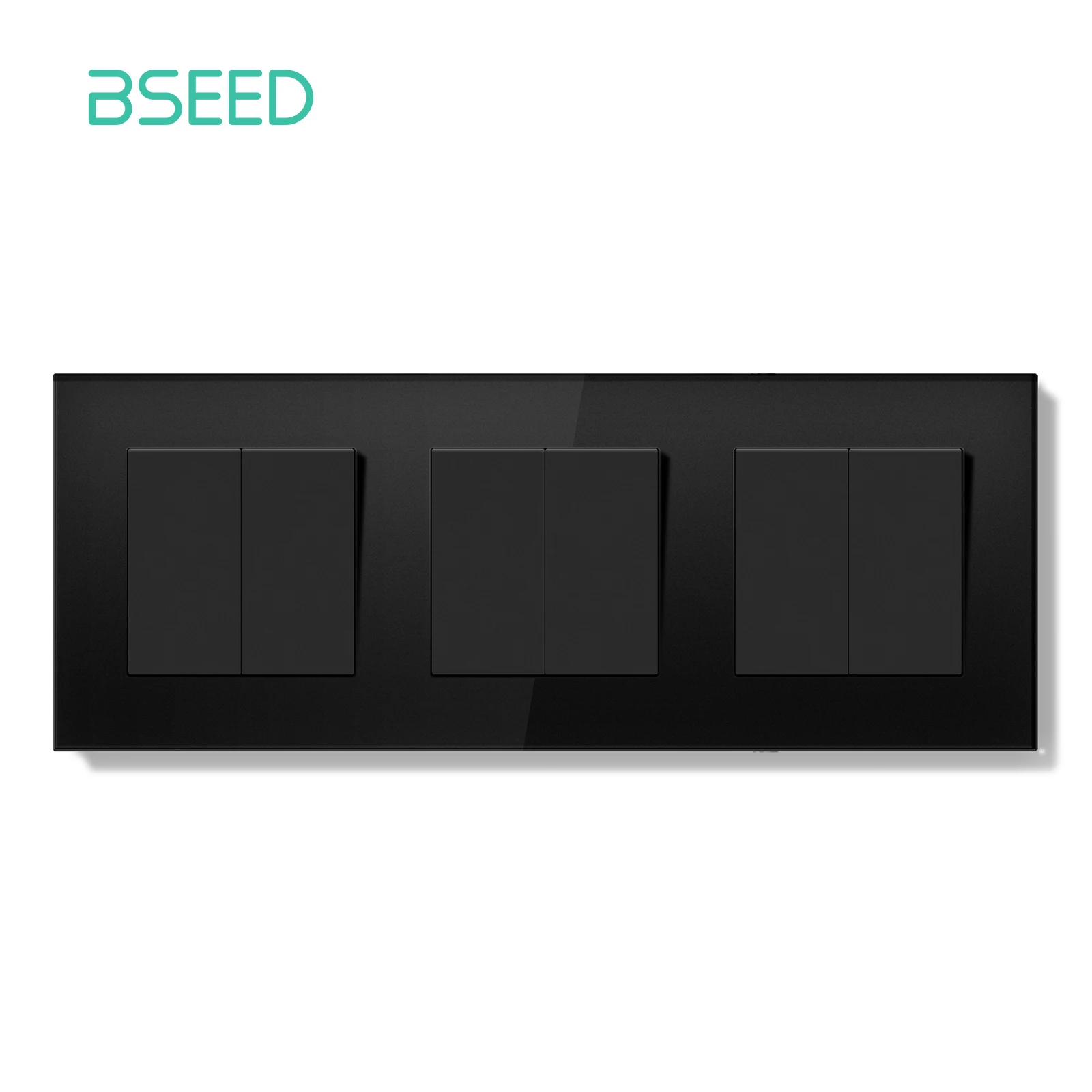 BSEED E-serie mechanische knopschakelaar 1/2Gang 1-weg dubbele lichtschakelaar Drievoudige tuimelschakelaar Glazen paneelschakelaar Aan Uit 250V