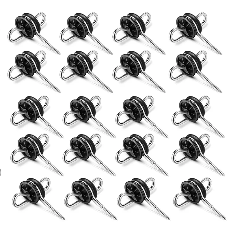 

J1UL1N Electric Fence Door Handle Anchor, Double Ring Farm Fence Wood Post Anchor, Electric Fence Wire Insulator 20 Pieces