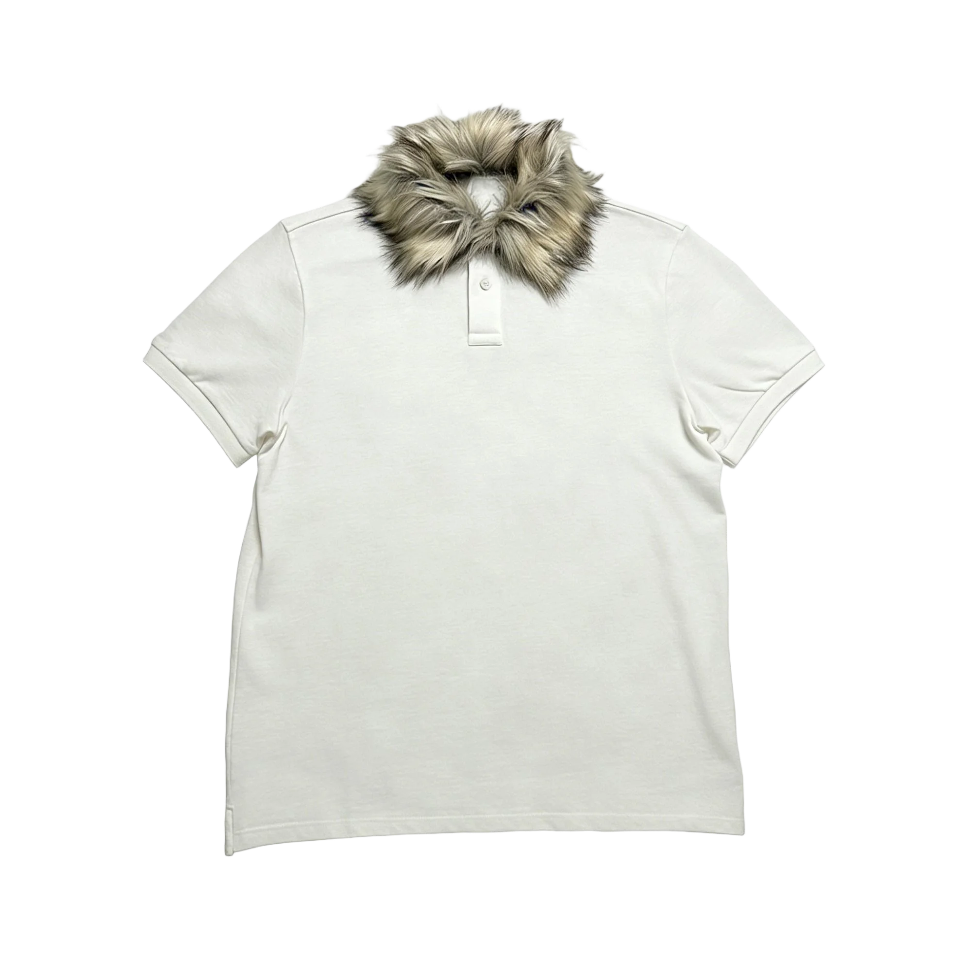 2026 New Y2K Retro Fur Collar Decoration niche Design POLO Shirt High Street Trend Button T-Shirt Solid Color Simple Unisex