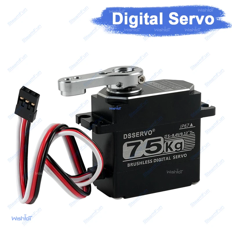 

Цифровой сервопривод 75 кг с металлическим редуктором, бесщеточный двигатель, 180/270/360 градусов, водонепроницаемый IP67, для радиоуправляемых роботов, машинок, DIY-игрушек для мальчиков