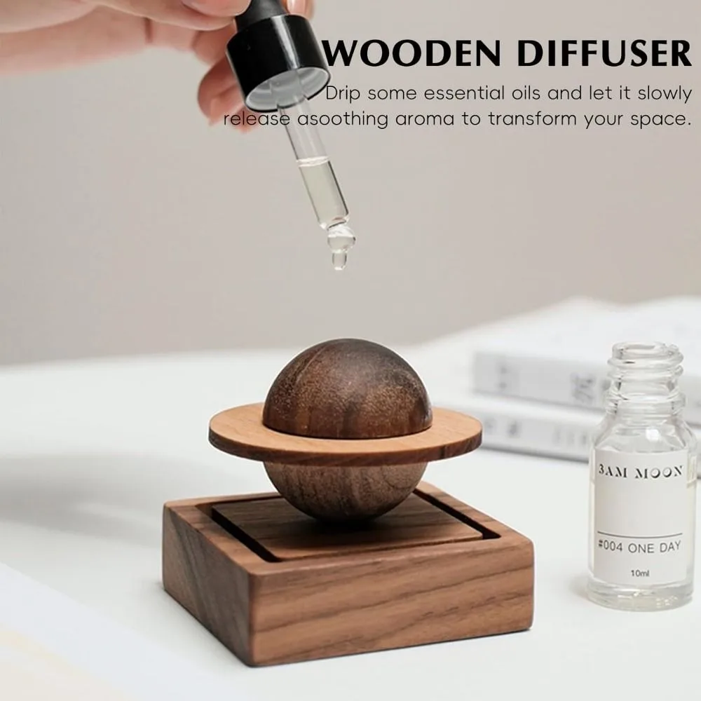 Handmade Wooden Essential Oil Diffuser Jupiter Shape Compact Aromatherapy Diffuser Elegance Creative Planetary Diffuser