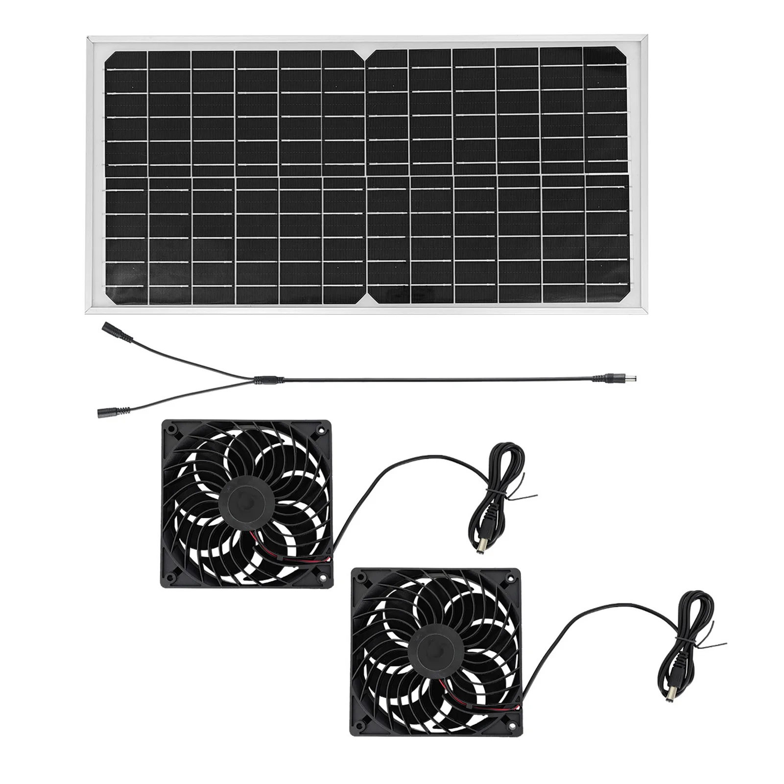 Zonne-afzuigventilatorkit met 16 W zonnepaneel 2 hoge snelheid borstelloze DC-ventilator op zonne-energie ontluchtingsventilator voor kas kippenhok