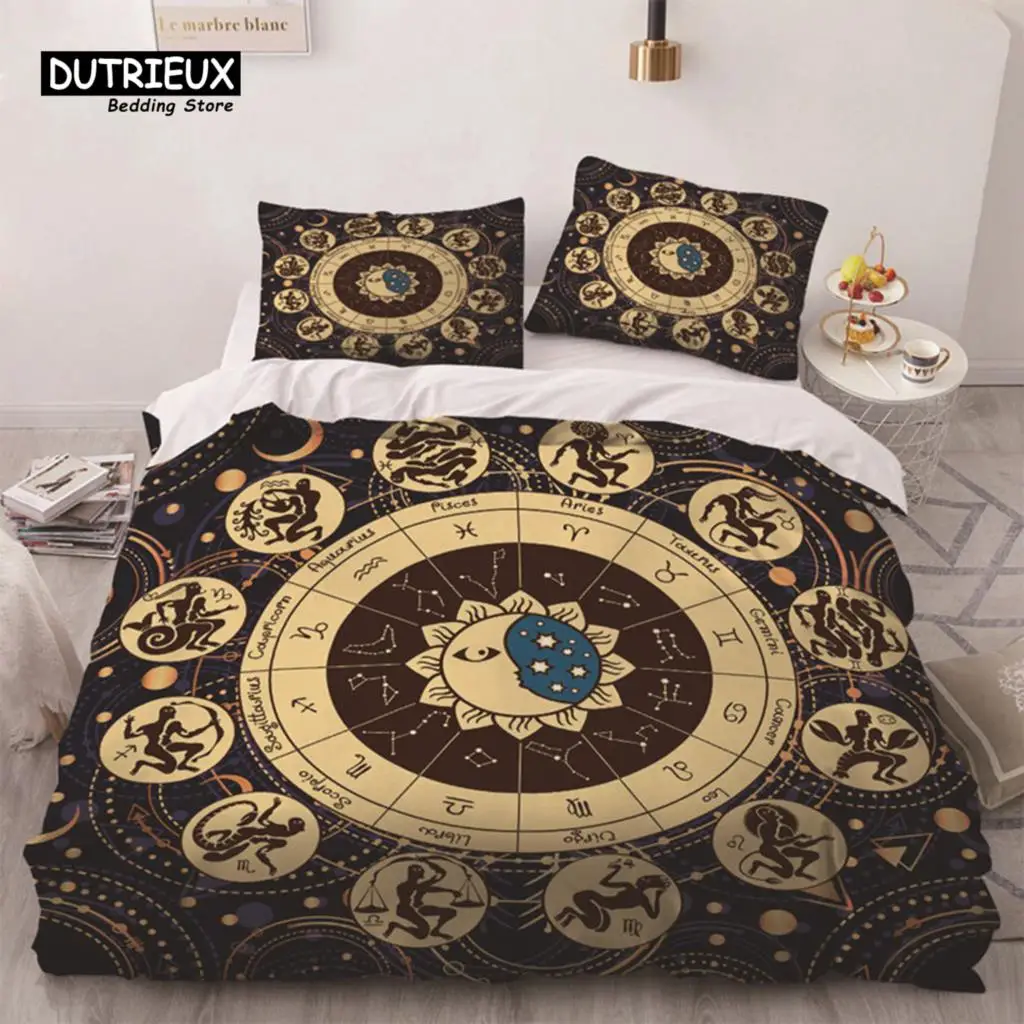 Constellation Duvet Cover Sun And Moon Bedding Set Zodiac Signs Astrology Comforter Cover Spiritual Gifts For Girls Teens Women