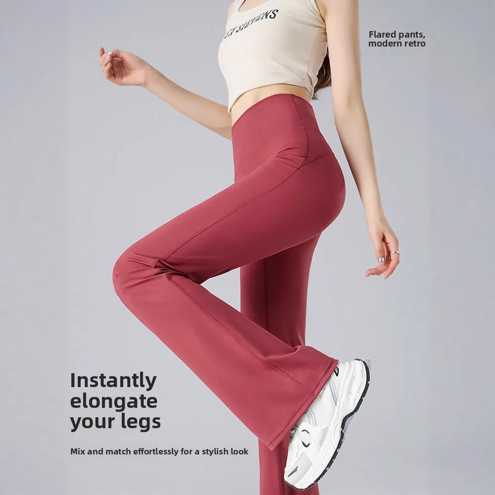 Cintura alta calças de yoga das mulheres outono inverno novo sle perna larga fitn esportes arca gills calças outerwear
