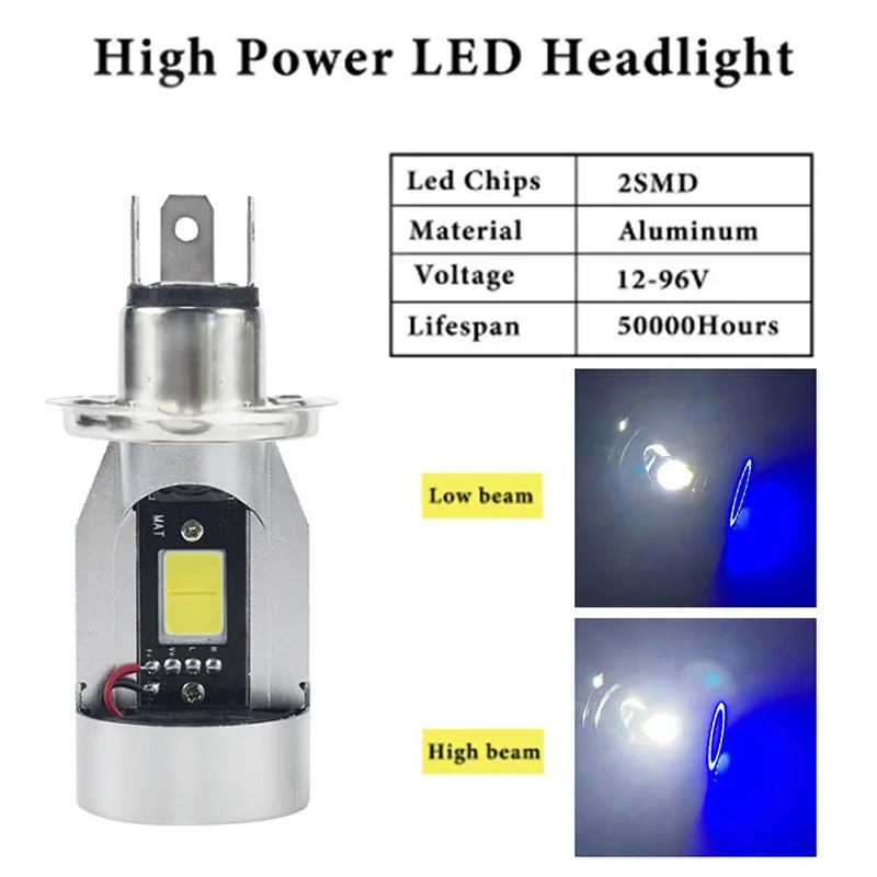 1pcs Angel Eye BA20d H4 LED Headlight Red Blue Aperture High Low Beams Fog Lamp H4 Led Car Headlamp H4 Led Motorcycle Headlights image 2