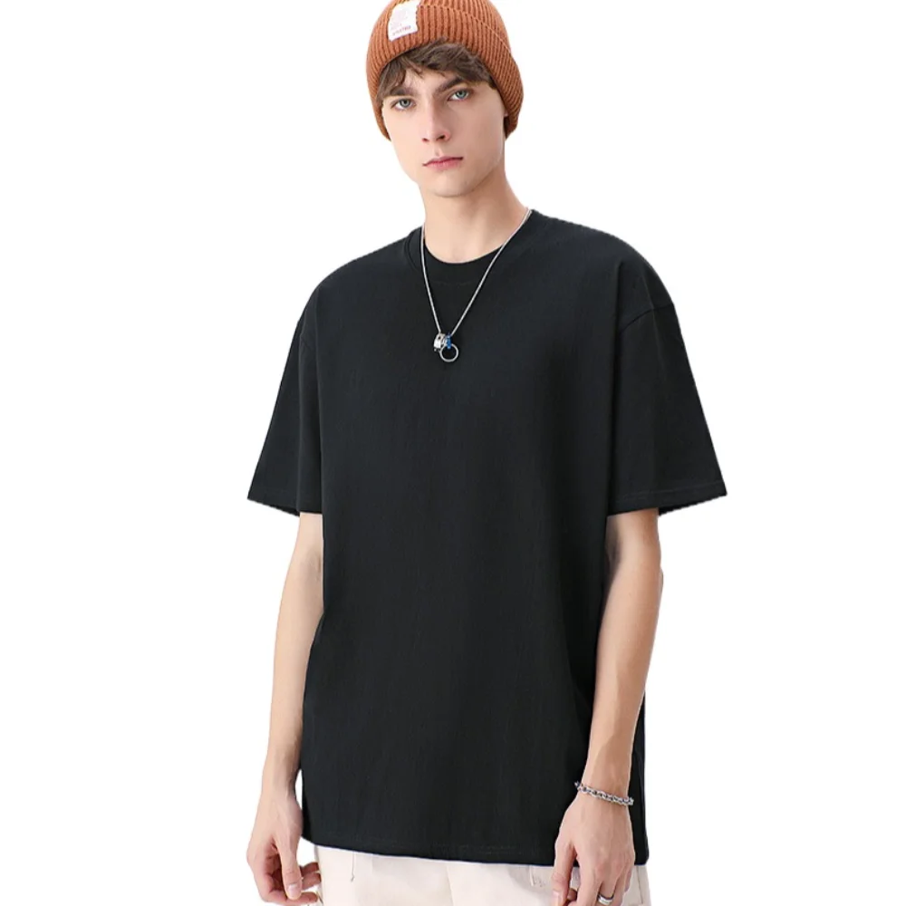 

Simple Loose Cotton T-shirt O-neck Pullover Plus Size T Shirts Summer Couple Clothing Short Sleeve Tees Unisex