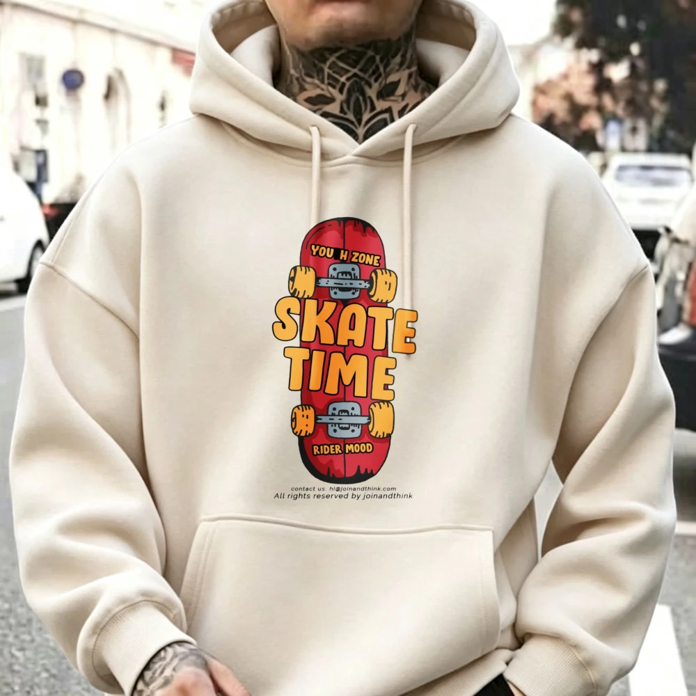 Винтажное худи Skate Time с эффектом потертости, с графическим принтом и надписями, в стиле ретро, для скейтеров, уличная одежда, пуловер, толстовка, худи для подростков в стиле хип-хоп