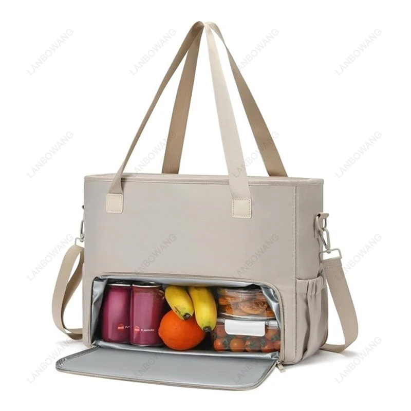Women Combo Handbag Insulated Lunch Box Crossbody Laptop Bag Large Portable Thermal Lunch Shoulder Tote