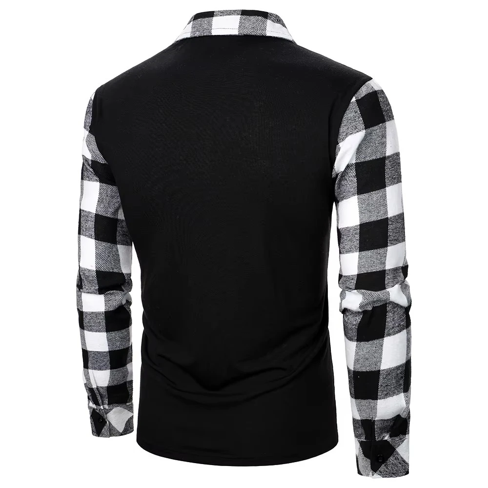 Autumn New 2024 Men Polo Shirts For Men Long Sleeve Top Plaid Matching Polo Shirt New Business Wear Clothing Casual Fashion Tops