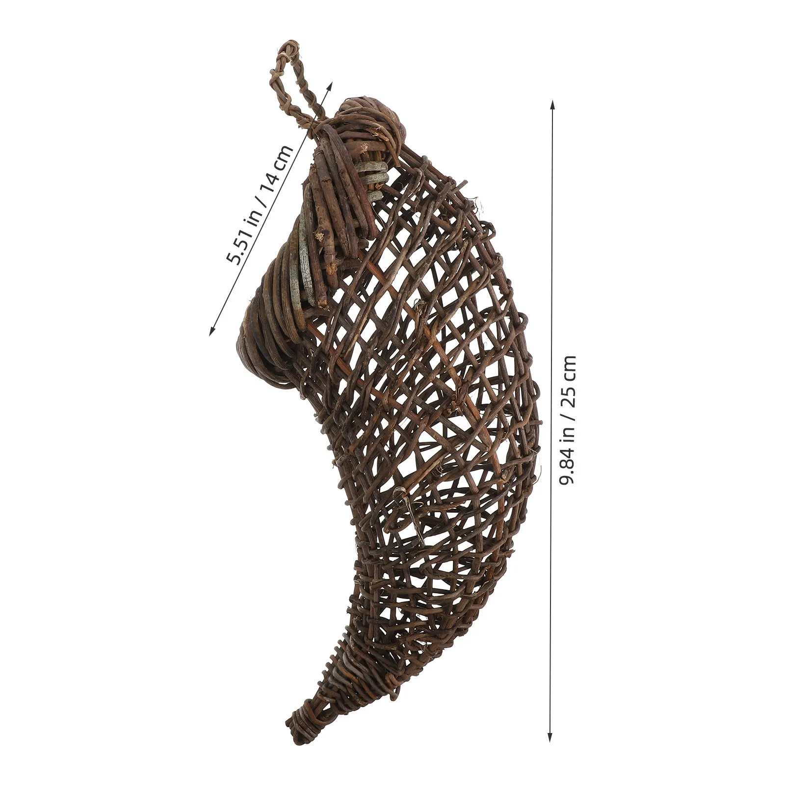 Woven Hanging Basket Cornucopia Shape Wall Mount Rustic Home Decor Hanging Wall Basket Small Decorative Organizer