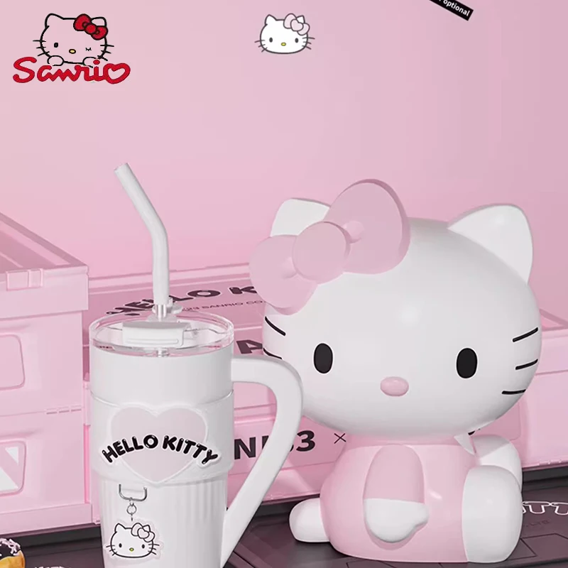 New Kuromi Kawaii Sanrio Y3 Hello Kitty Jumbo Straw Insulated Mug Girls Cute Extra Large Capacity 1200ml Water Mug Keep Cool