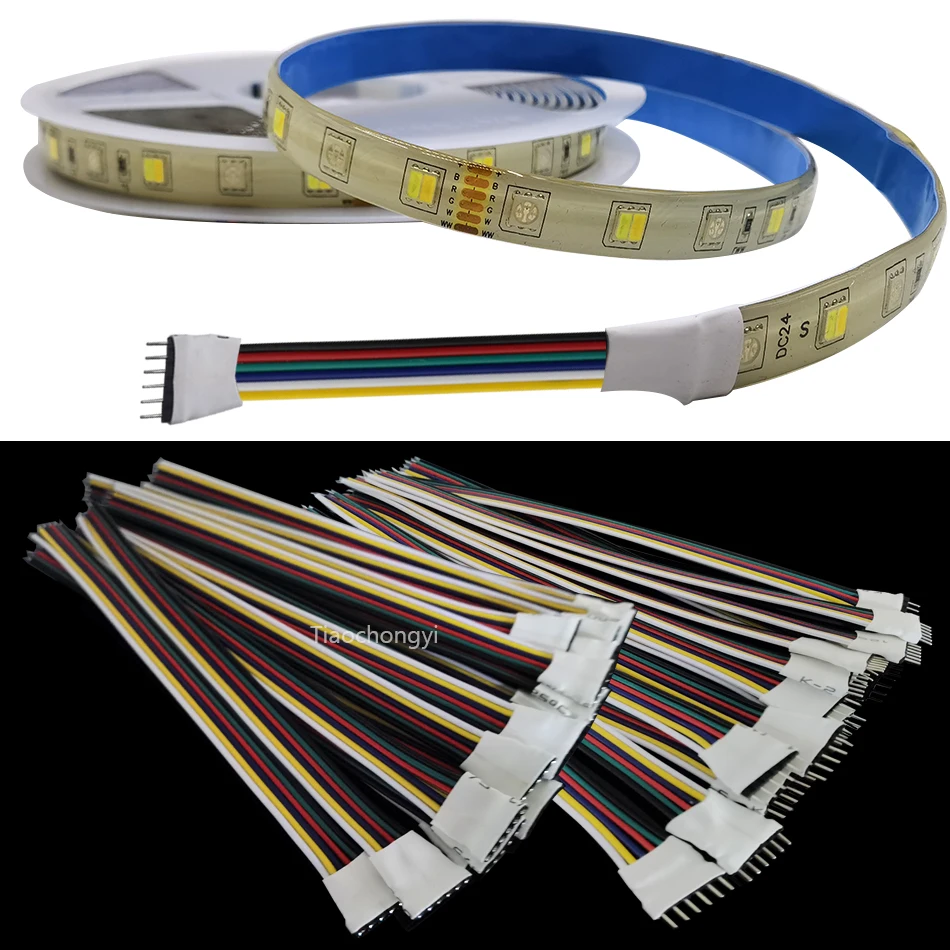 6pin Male Or Female LED stip Connector With 15cm Cable Cord 2.0mm or 2.54mm Pin Distance For 5050 RGBCCT 12-24V LED Strip Light