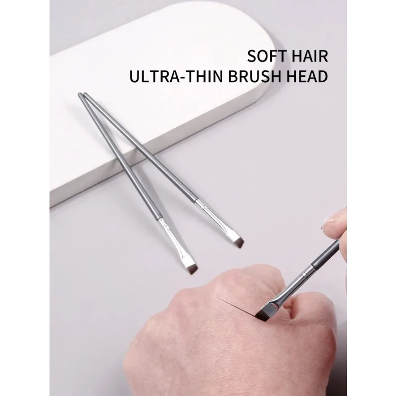 12PCS ultra-thin blade eyeliner brush, multi-functional slim sleeper brush Flat eyebrow brush Oblique eyebrow cream brush Portab